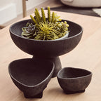 Set of Two Textured Black Bowls | Deriva