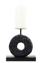 Small Charred Black Mango Wood Log Candle Holder | Fidel