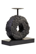 Small Charred Black Mango Wood Log Candle Holder | Fidel