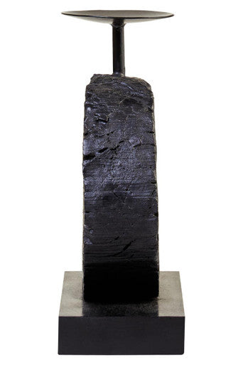 Small Charred Black Mango Wood Log Candle Holder | Fidel