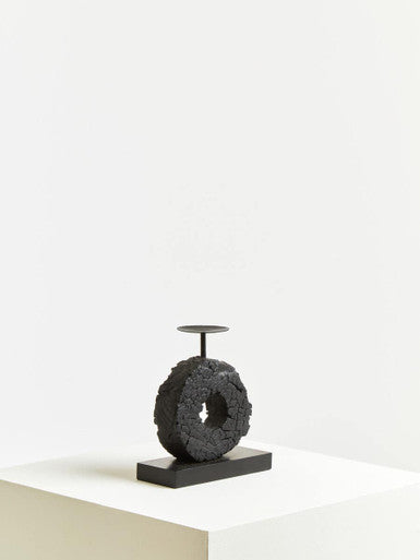 Small Charred Black Mango Wood Log Candle Holder | Fidel