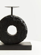Small Charred Black Mango Wood Log Candle Holder | Fidel