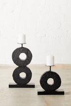 Small Charred Black Mango Wood Log Candle Holder | Fidel