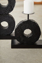 Small Charred Black Mango Wood Log Candle Holder | Fidel