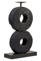Large Charred Black Mango Wood Log Candle Holder | Fidel