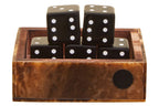 Brown and Black Finish Dice Box with Five Dice | Churchill Games