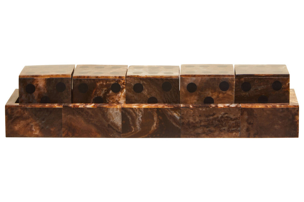 Brown and Black Finish Five Dice Set | Churchill Games