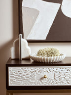 Large White Fluted Marble Bowl | Savio
