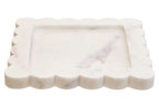 White Marble Square Small Tray with Scallop Edges | Savio