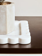 White Marble Square Small Tray with Scallop Edges | Savio