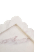 White Marble Square Small Tray with Scallop Edges | Savio