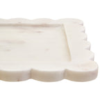 White Marble Square Large Tray with Scallop Edges | Savio