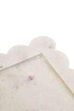 White Marble Square Large Tray with Scallop Edges | Savio