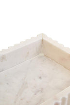 Rectangular White Fluted Marble Tray | Savio