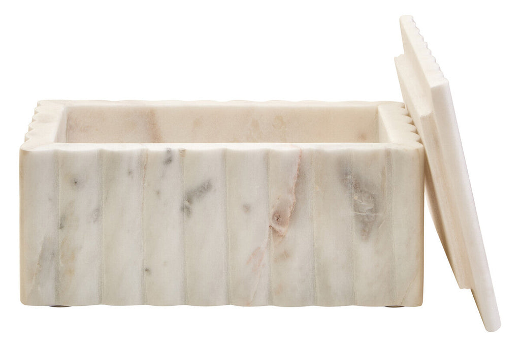 Rectangular White Fluted Marble Box | Savio