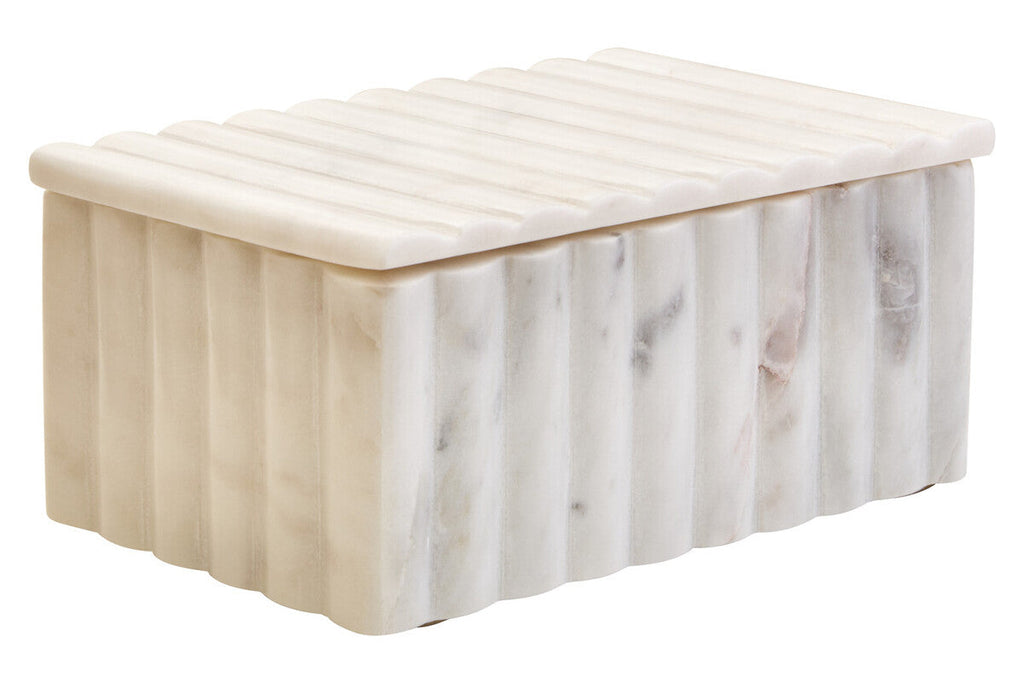 Rectangular White Fluted Marble Box | Savio