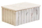 Rectangular White Fluted Marble Box | Savio