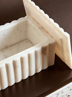Rectangular White Fluted Marble Box | Savio