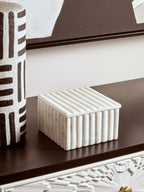 Square White Fluted Marble Box | Savio