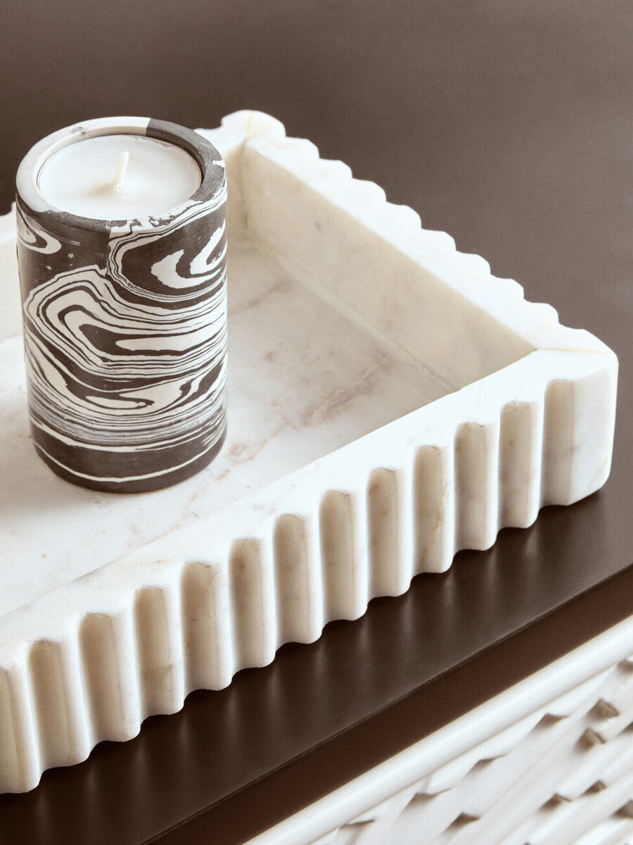 Black and White Marble Two Way Candle Holder | Helsa