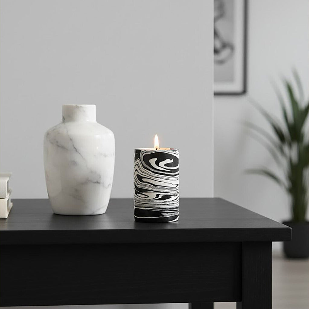 Black and White Marble Two Way Candle Holder | Helsa