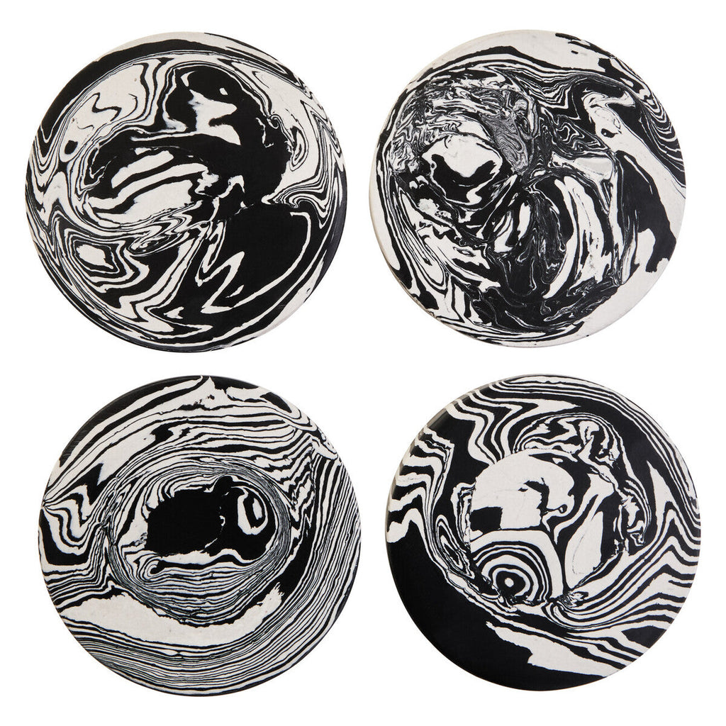 Set of Four Black and White Marble Coasters | Helsa