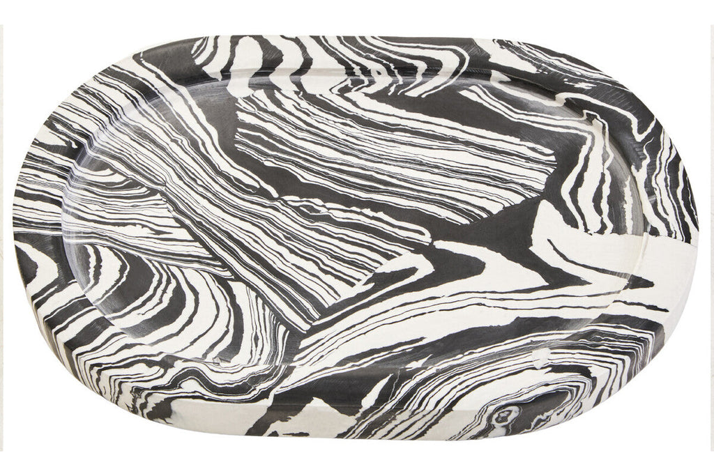 Black and White Oval Marble Tray | Helsa
