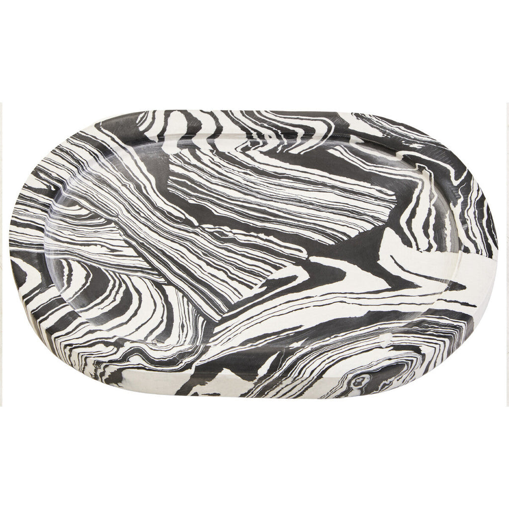 Black and White Oval Marble Tray | Helsa