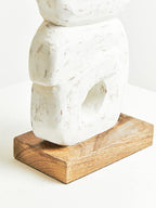 Rustic White Mango Wood Ring Sculpture | Fidel