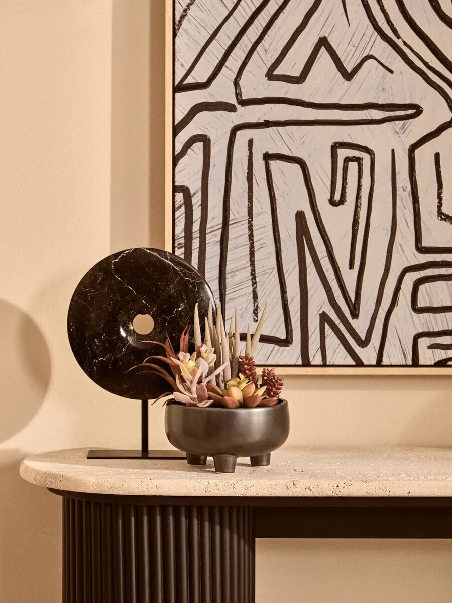 Salmo Small Black Marble Round Dia 20cm Disc Sculpture