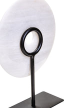 Small Round Dia 20cm Grey Marble Disc Sculpture | Zoro