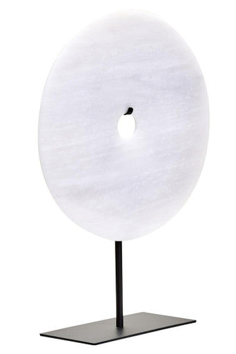 Medium Round Dia 25cm Grey Marble Disc Sculpture | Zoro