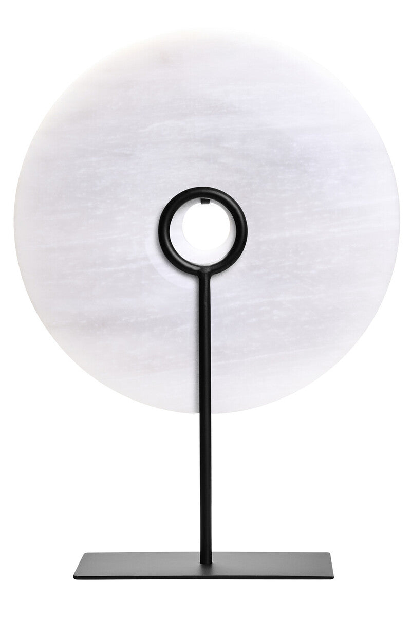 Medium Round Dia 25cm Grey Marble Disc Sculpture | Zoro
