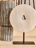Large Round Dia 30cm Grey Marble Disc Sculpture | Zoro