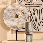 Extra Large Round Dia 35cm Grey Marble Disc Sculpture | Zoro