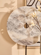 Extra Large Round Dia 35cm Grey Marble Disc Sculpture | Zoro