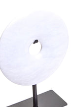 Extra Small Round Dia 15cm White Marble Disc Sculpture | Zoro