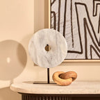 Small Round Dia 20cm White Marble Disc Sculpture | Zoro