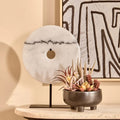 Medium Round Dia 25cm White Marble Disc Sculpture | Zoro