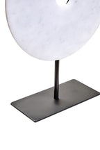 Medium Round Dia 25cm White Marble Disc Sculpture | Zoro