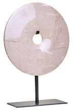 Small Cream Marble Round Dia 20cm Disc Sculpture | Zoro