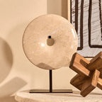Small Cream Marble Round Dia 20cm Disc Sculpture | Zoro