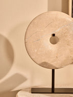 Small Cream Marble Round Dia 20cm Disc Sculpture | Zoro