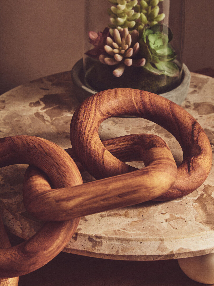 Brown Wood Five Link Table Decor Chain | Cato