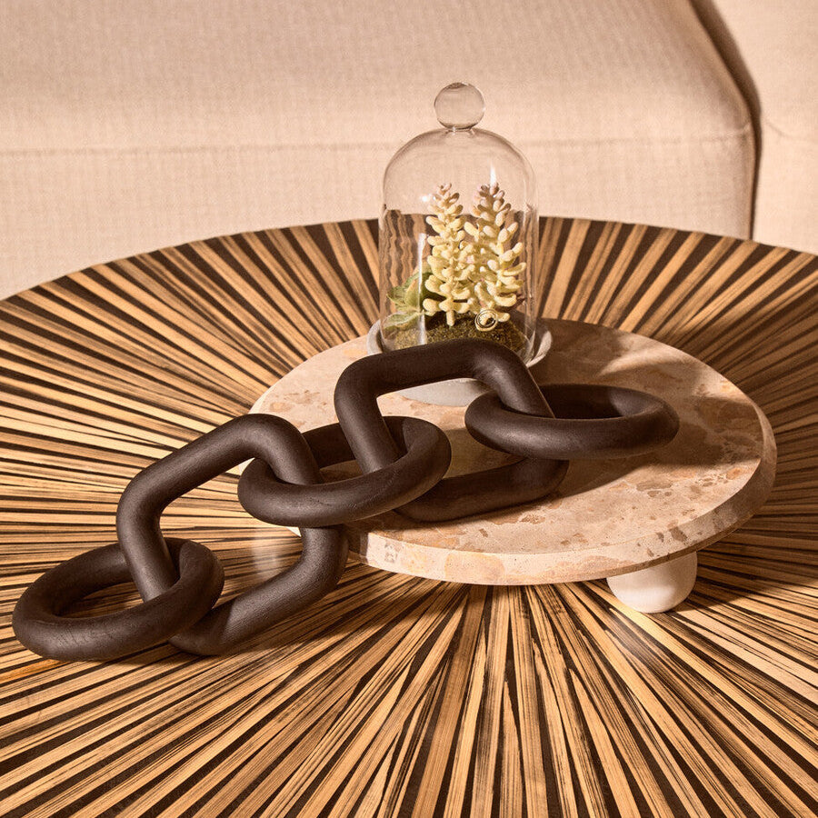 Cato Black Wood Five Link Table Decor Chain