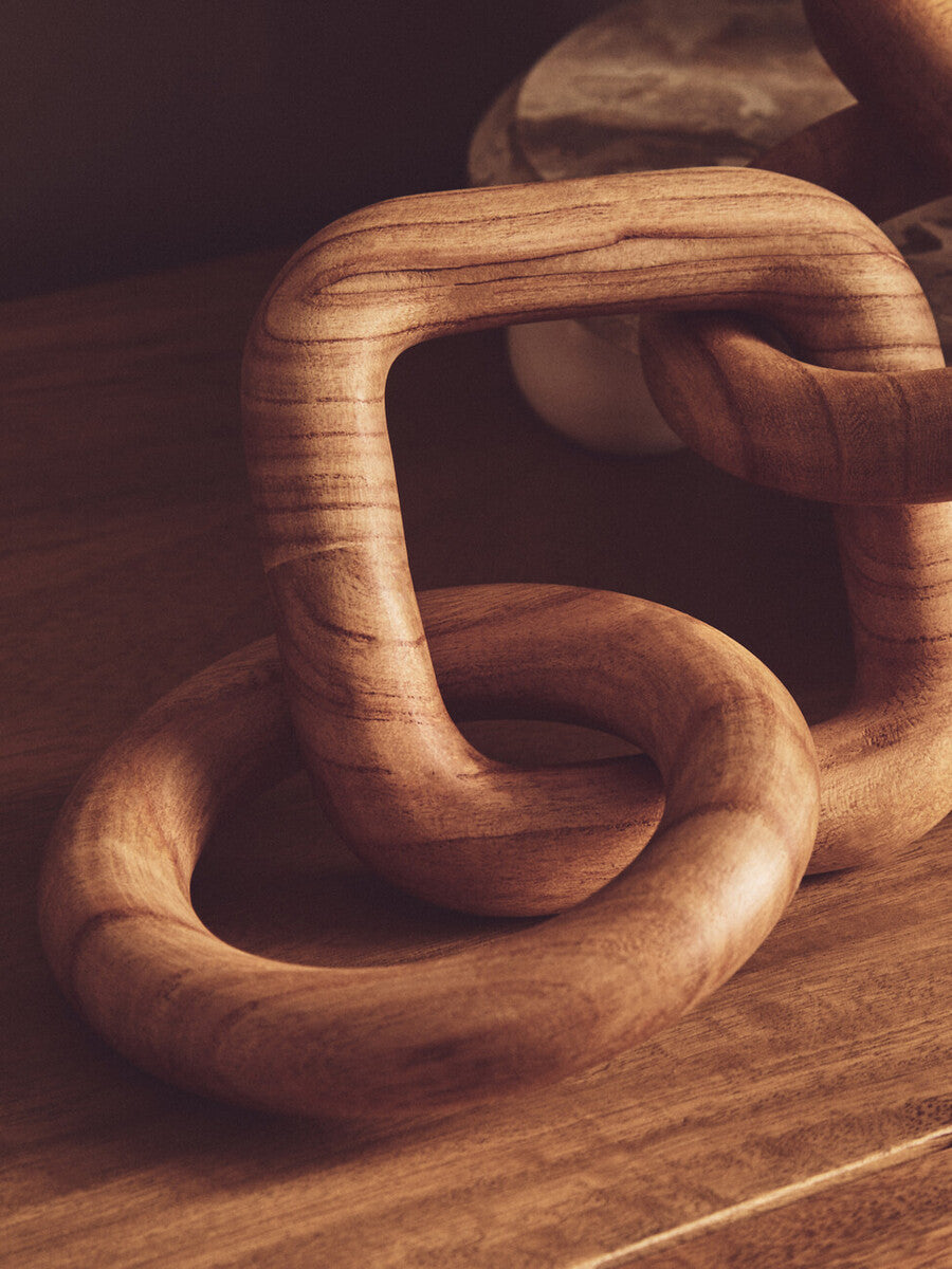 Natural Wood Five Link Table Decor Chain | Cato