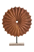 Natural Wood Round Sculpture with Travertine Base | Westo