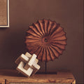 Brown Wood Round Sculpture with Black Base | Westo