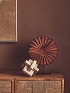 Brown Wood Round Sculpture with Black Base | Westo