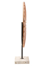 Natural Wood Sculpture with Travertine Base | Westo